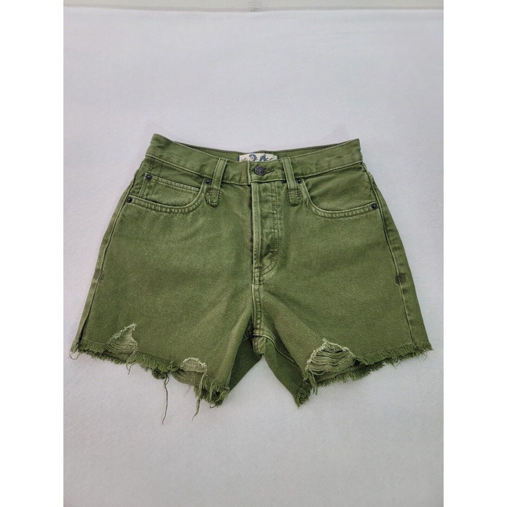We the Free Shorts‎ Womens 24 Green Distressed Frayed Hem Preppy